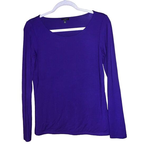 Talbots Top Womens Small Petite Purple Round Neck Seamless Stretch Blouse Ladies - Picture 1 of 7